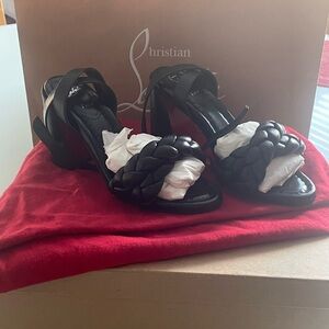 Brand New NEVER WORN Christian Louboutin BRIO 85 Braided Chunky Heel